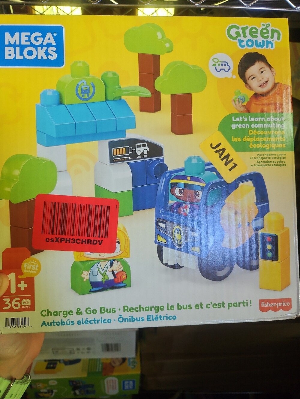 FISHER-PRICE Mega Bloks Green Town Charge & Go Bus 36 Piece Building Set: NEW